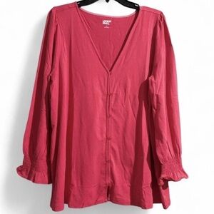 Lands' End Women's 3/4 Sleeve Lightweight Jersey Button Front
Top NWT